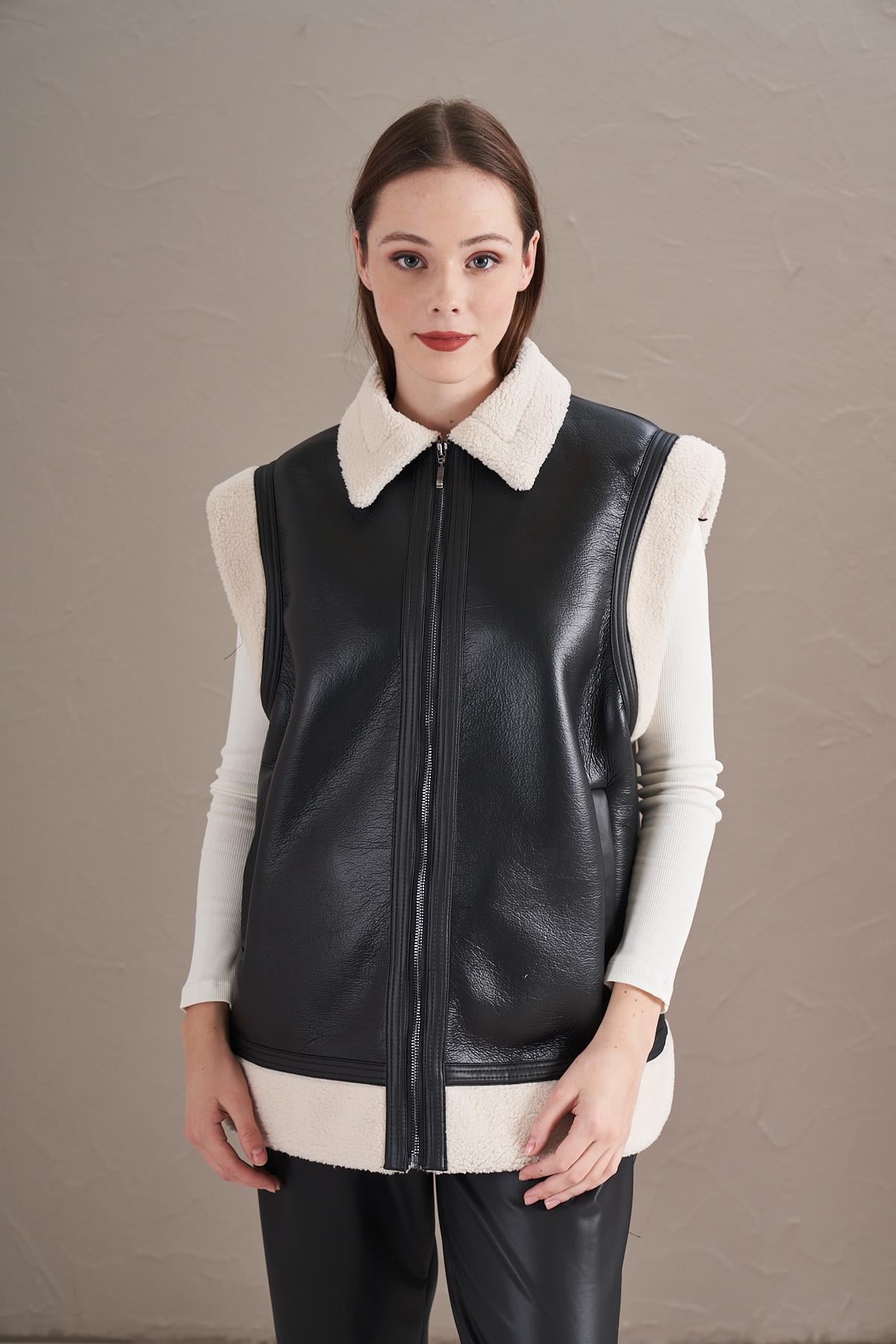 Kürklü Yelek Siyah