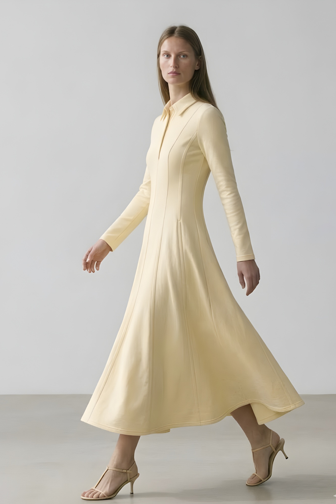 LENA | Parçalı Denim Elbise Butter Yellow