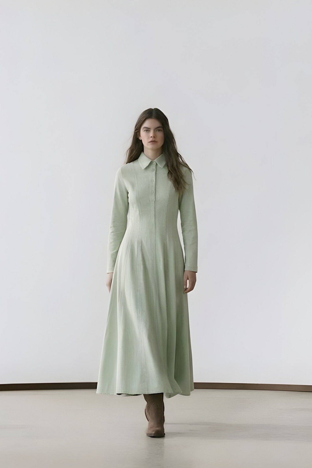 LENA | Parçalı Denim Elbise Çağla