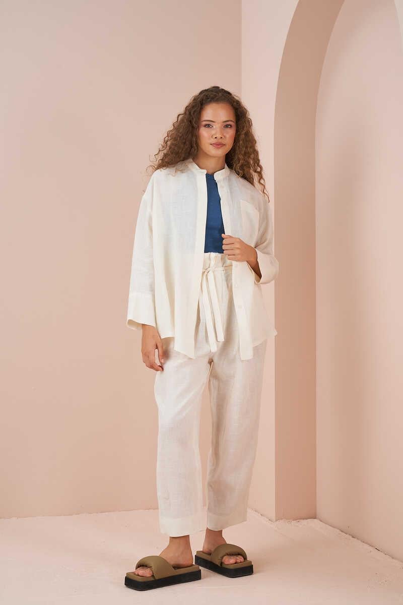 Oversize Jacket Tunic Linen Ecru