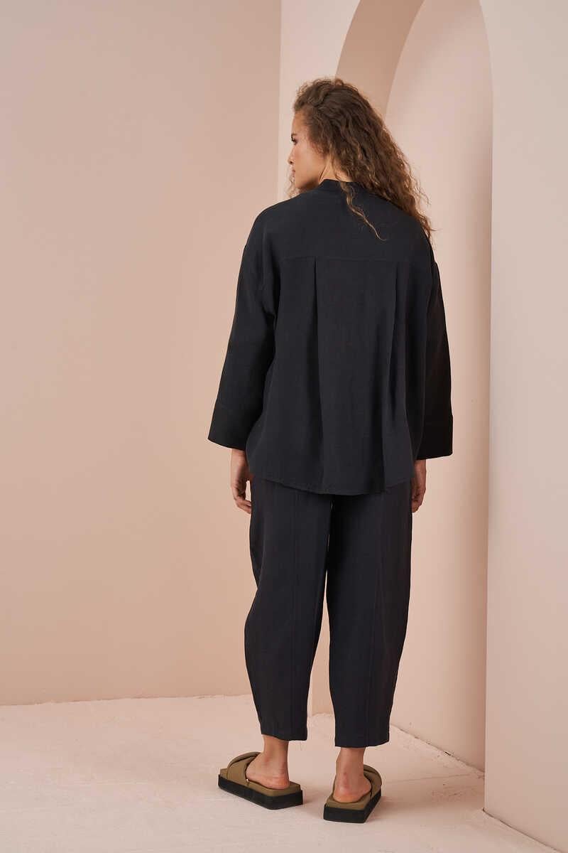 Oversize Jacket Tunic Linen Black