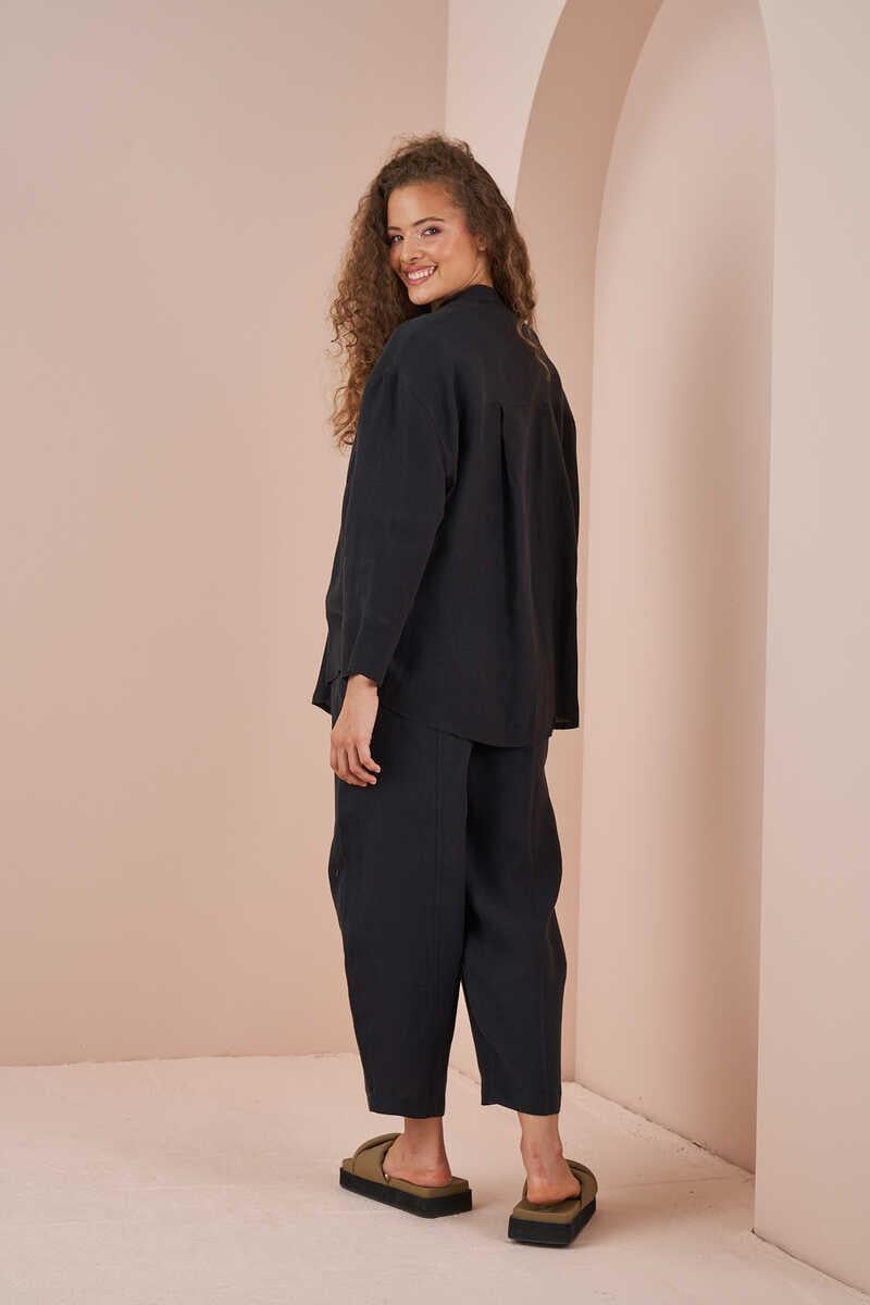 Oversize Jacket Tunic Linen Black