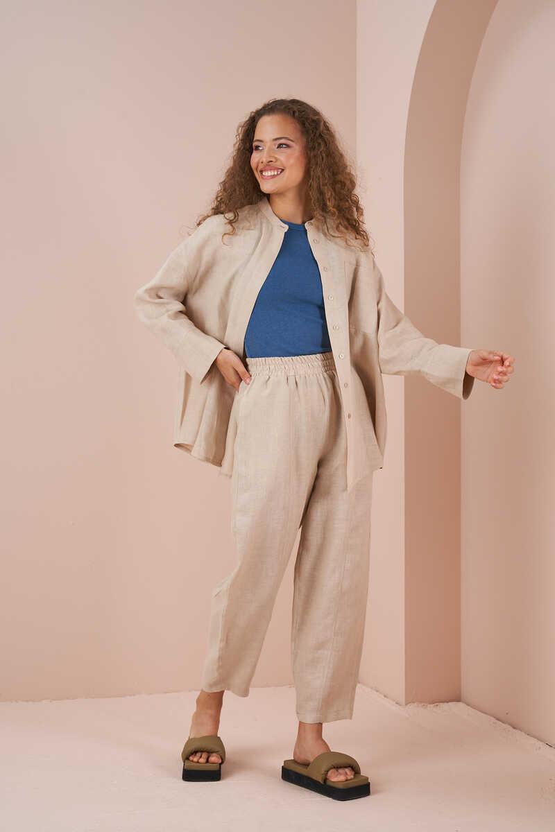 Oversize Jacket Tunic Linen Stone