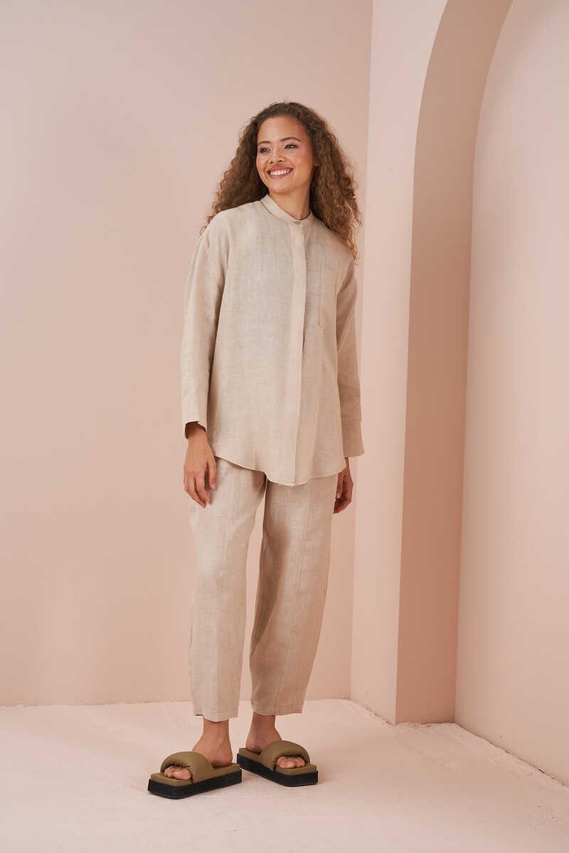 Oversize Jacket Tunic Linen Stone