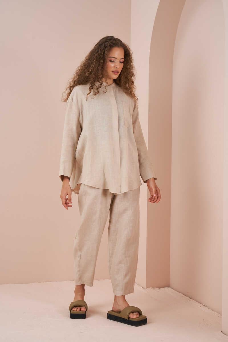 Oversize Jacket Tunic Linen Stone