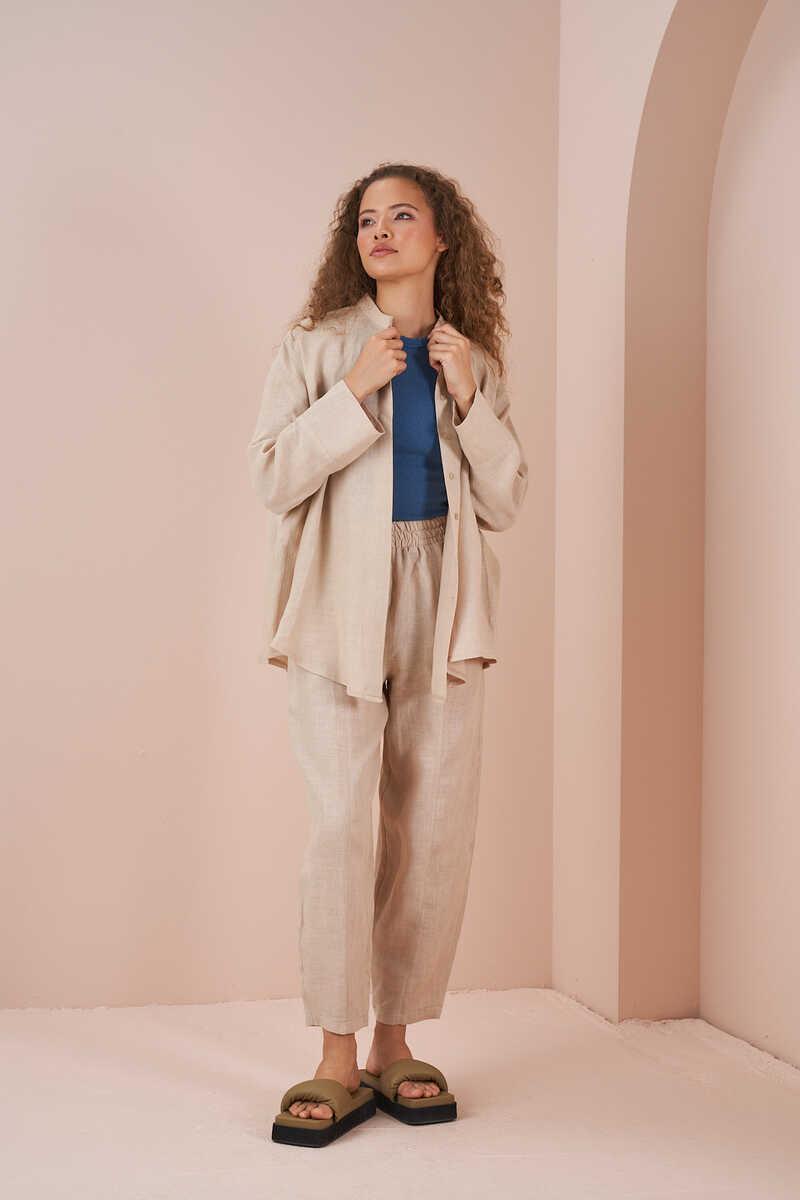 Oversize Jacket Tunic Linen Stone