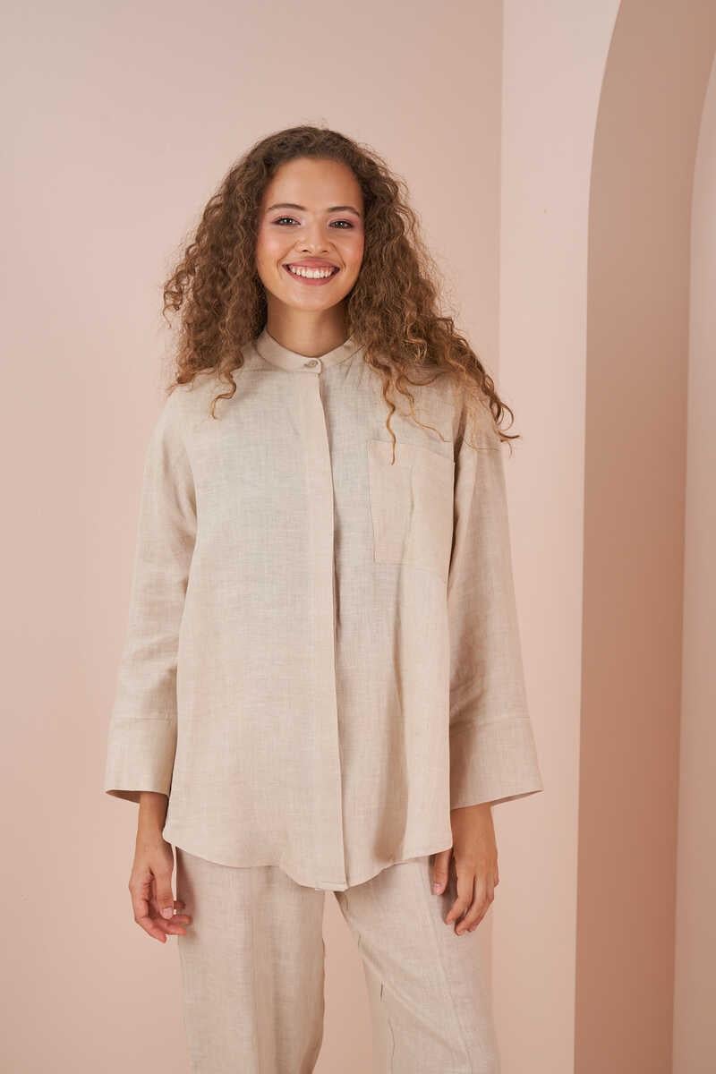 Oversize Jacket Tunic Linen Stone