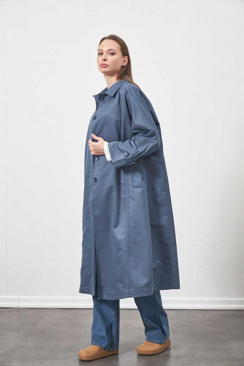 Oversize Trenchcoat Ceket İndigo