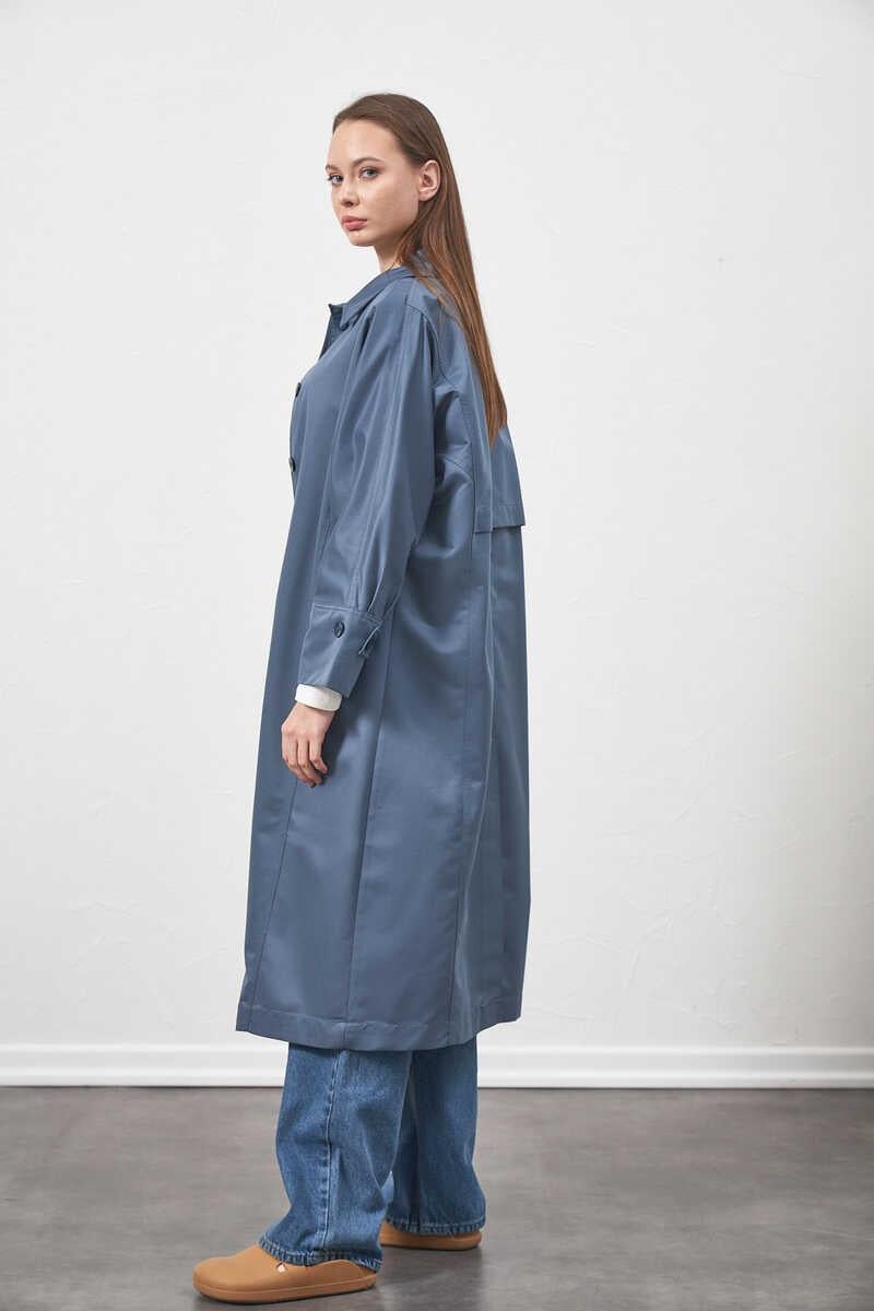 Oversize Trenchcoat Ceket İndigo