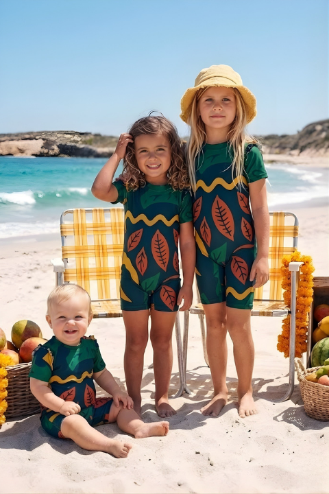 Game Pattern Kids Swimsuit indigo