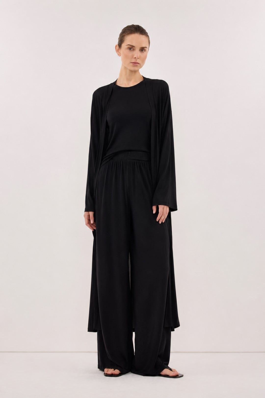 Relaxia | 3 lü Kimono Pantolon Tişört Takım Siyah