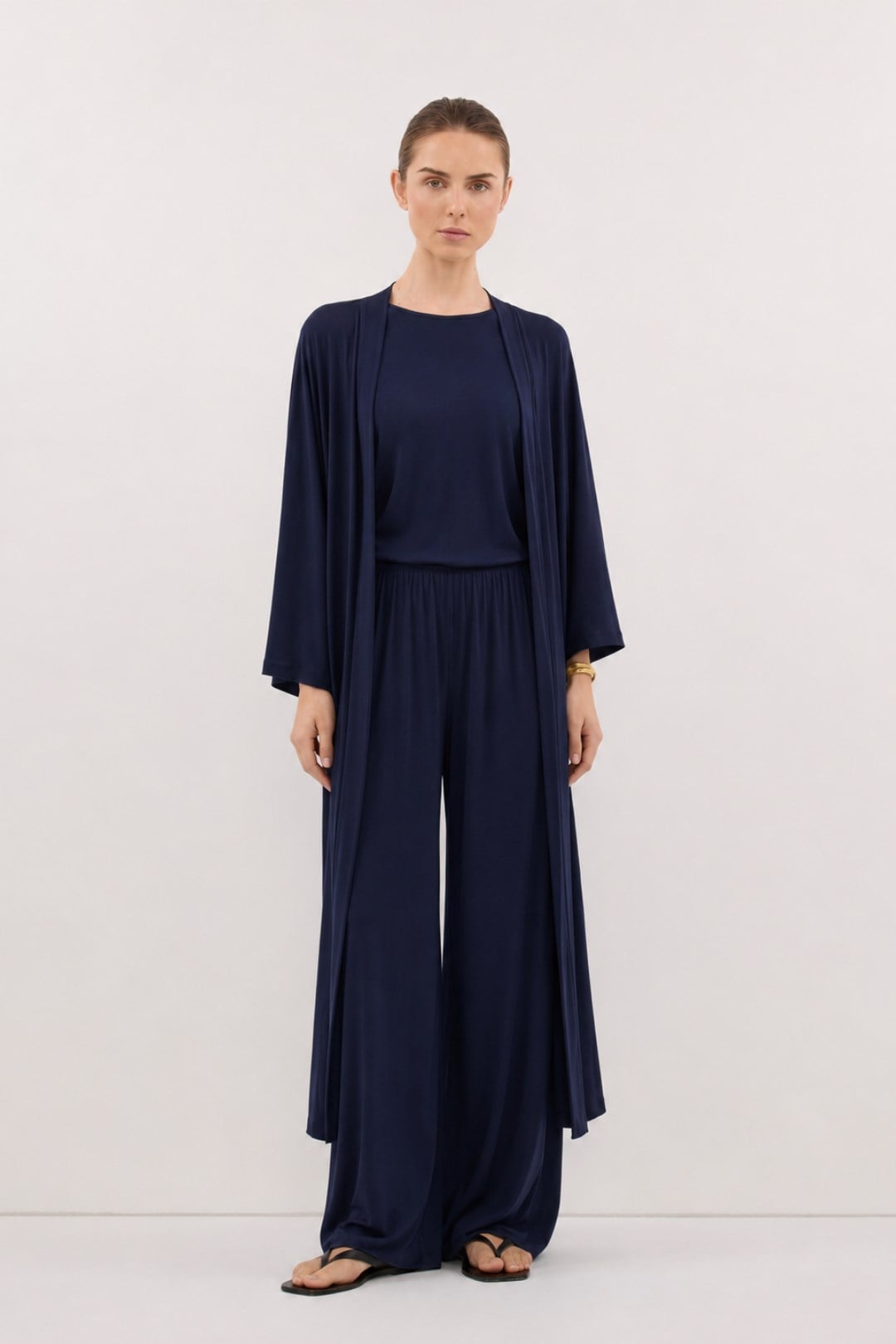 Relaxia | 3 lü Kimono Pantolon Tişört Takım Lacivert