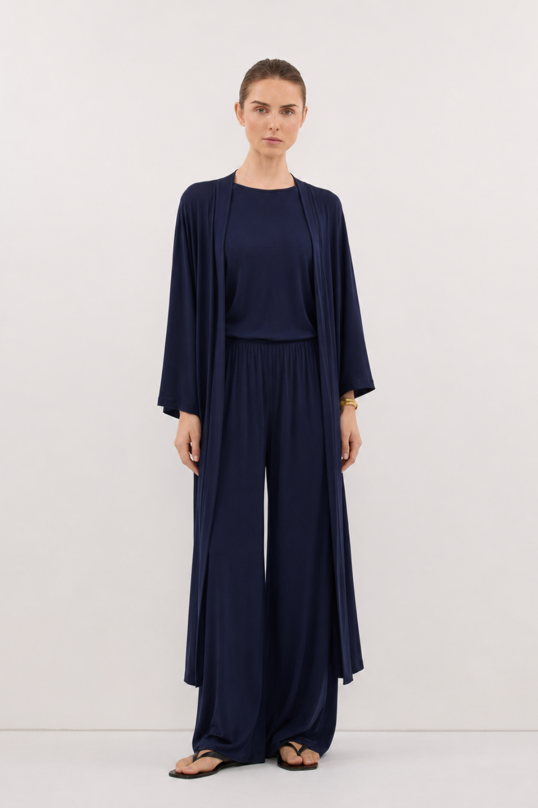 Relaxia | 3 lü Kimono Pantolon Tişört Takım Lacivert