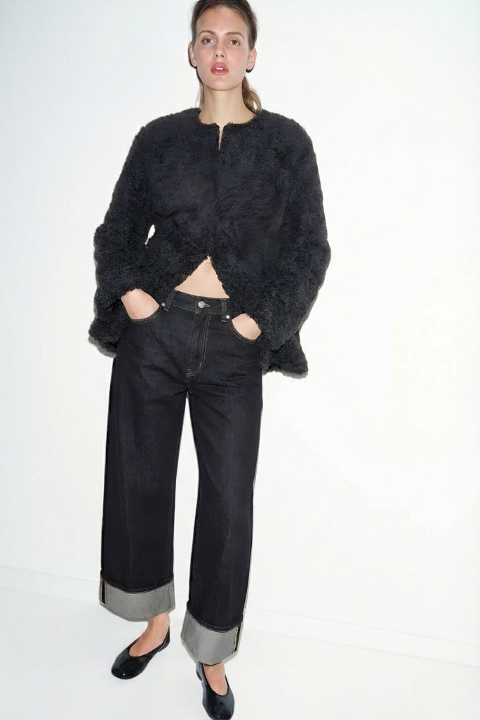 Soft Kürk Ceket Siyah KEMER HEDİYELİ