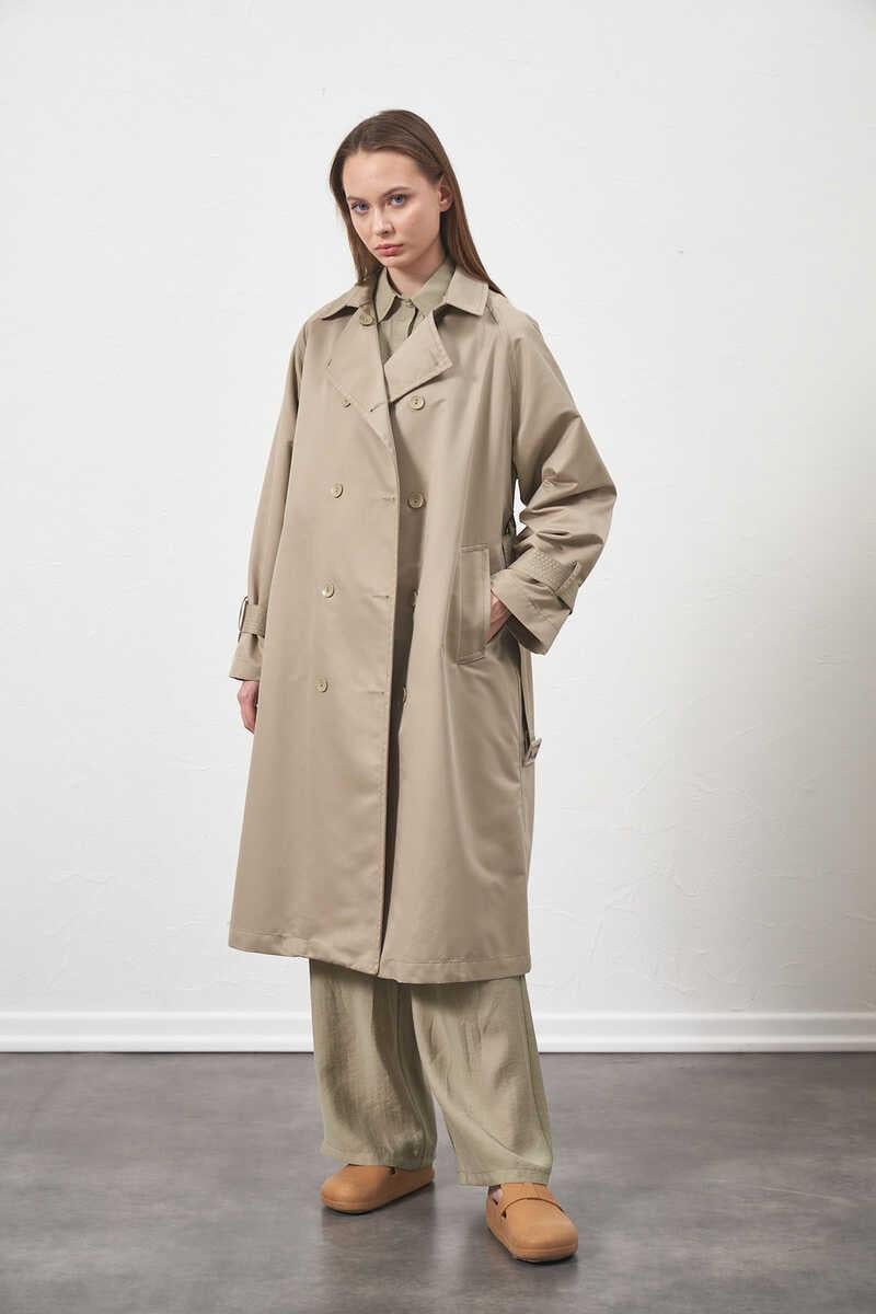 Buckle Oversize Trenchcoat Almond Green