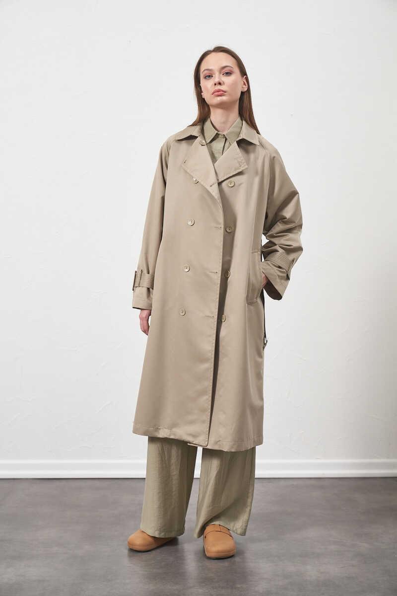 Buckle Oversize Trenchcoat Almond Green
