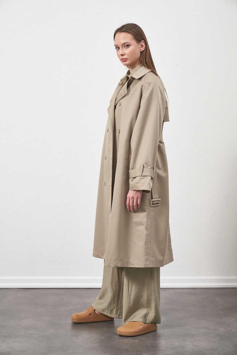 Buckle Oversize Trenchcoat Almond Green