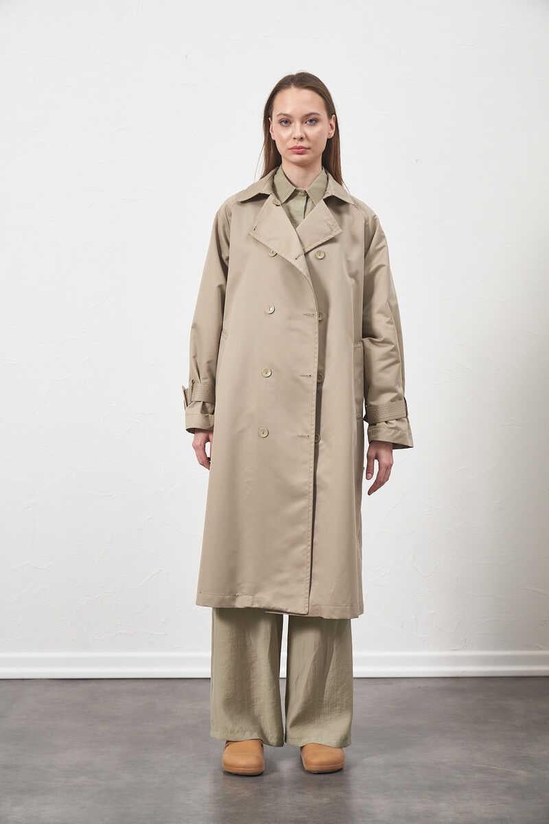 Buckle Oversize Trenchcoat Almond Green