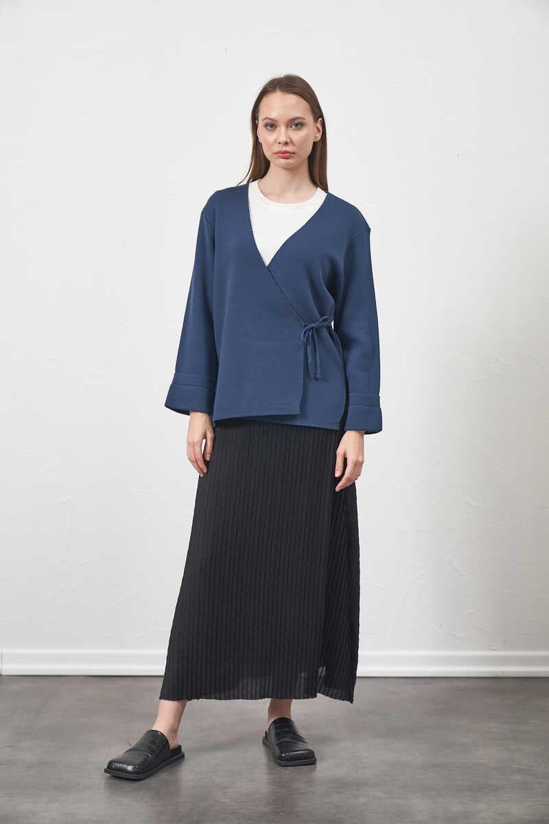 Triko Kruvaze Ceket İndigo