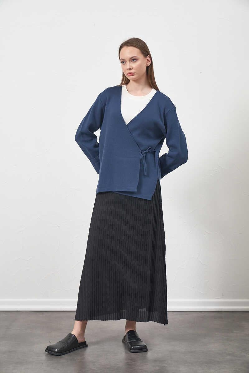 Triko Kruvaze Ceket İndigo