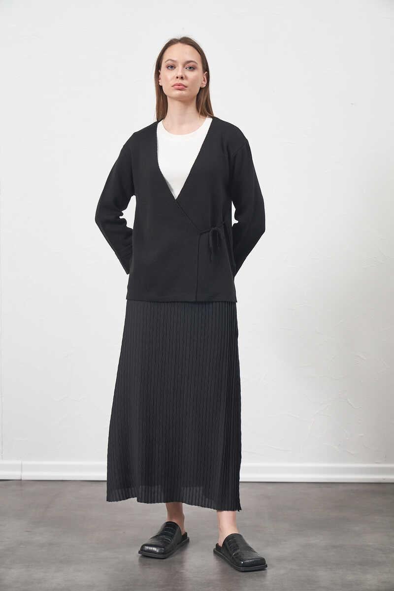 Triko Kruvaze Ceket Siyah