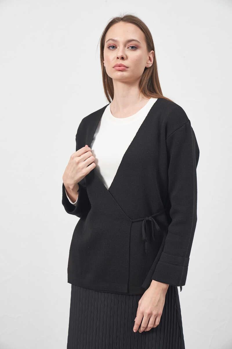 Triko Kruvaze Ceket Siyah