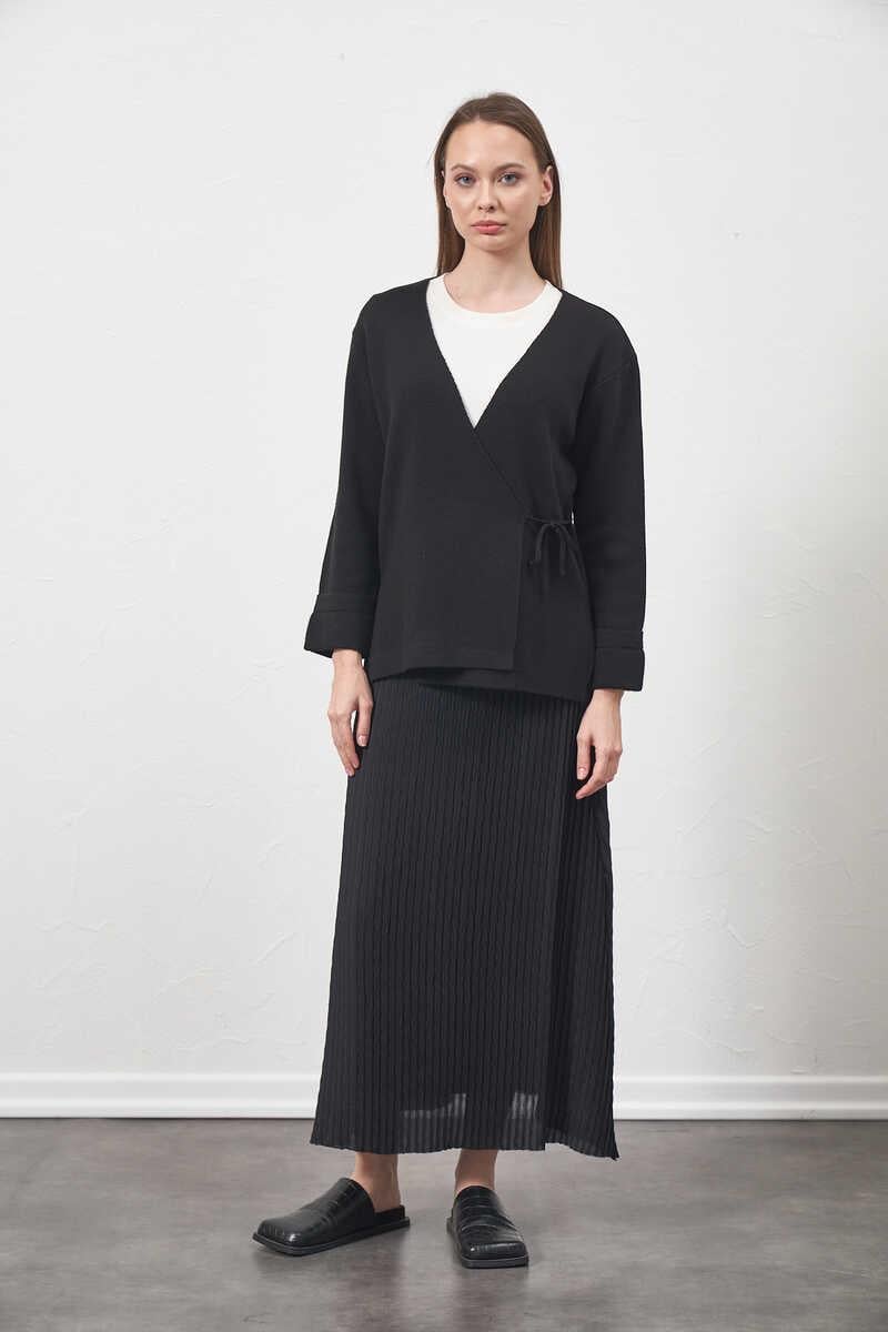 Triko Kruvaze Ceket Siyah