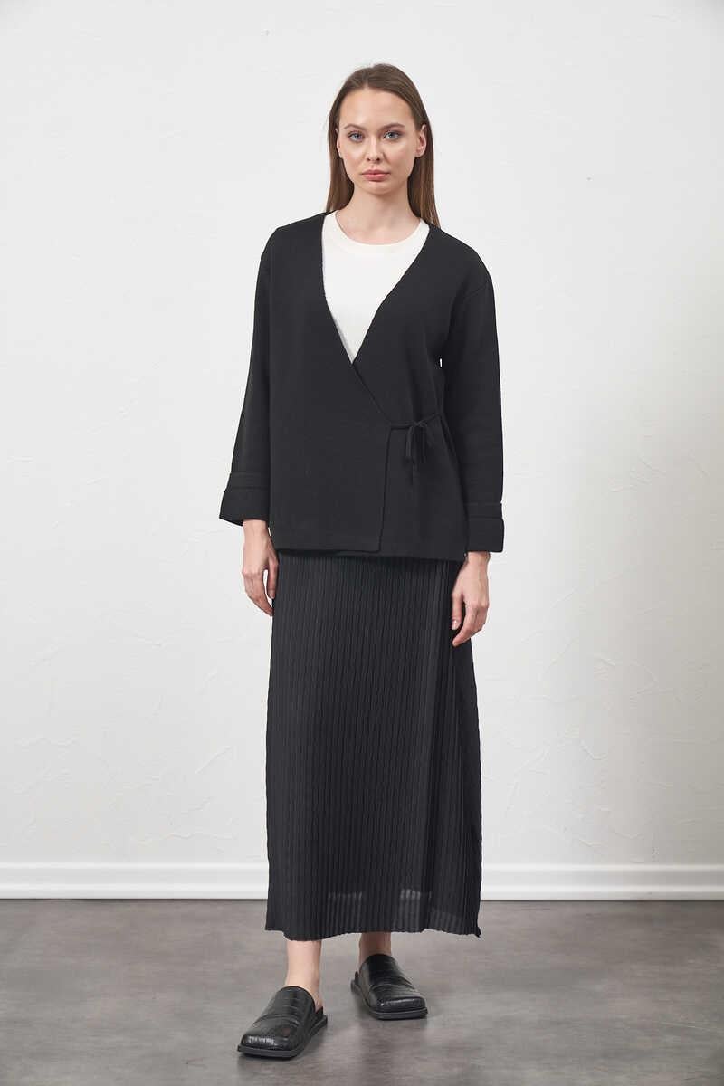 Triko Kruvaze Ceket Siyah