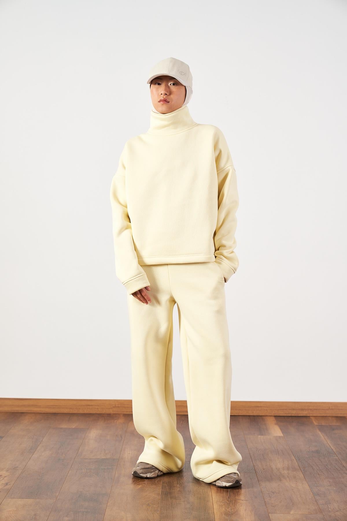 Üç İplik Polar Eşofman Takım Butter Yellow