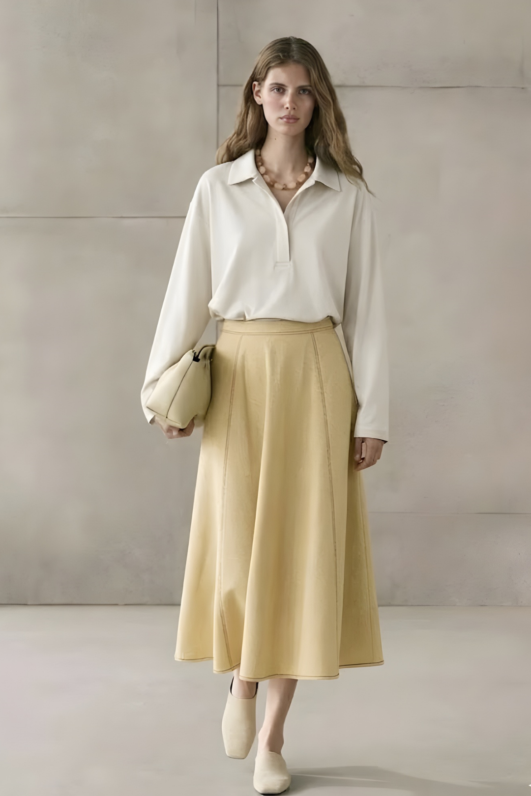 VALA | Etek Görünümlü Geniş Paça Pantolon Butter Yellow