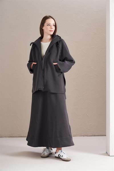 3 İplik Şardonlu Daire Etek Antrasit