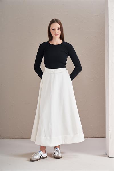 3 İplik Şardonlu Daire Etek Ekru