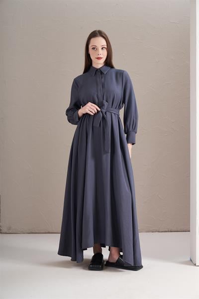 A Pile Ekstra Salaş Modal Elbise İndigo