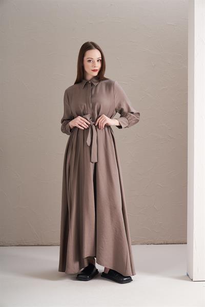 A Pile Ekstra Salaş Modal Elbise Vizon