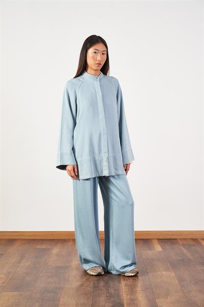 Açık Mavi Denim Tunik Pantolon Tesettür İkili Takım