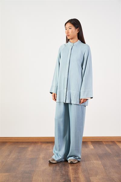 Açık Mavi Pervazlı Denim Tunik