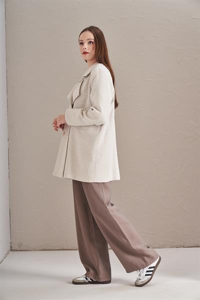 Balık Sırtı Ceket Ekru