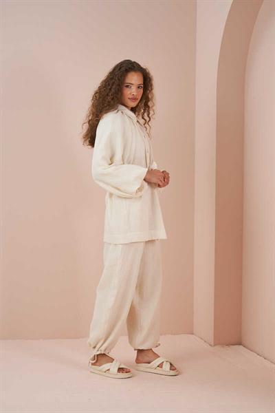 Balon Kollu Müslin Tunik Ekru