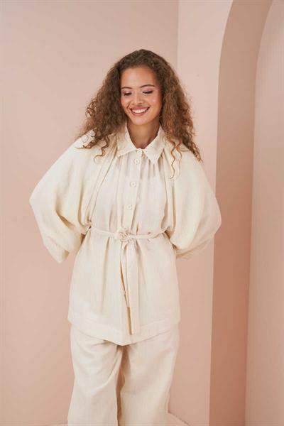 Balon Kollu Müslin Tunik Ekru