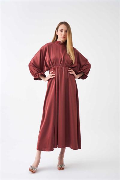 Beli Lastikli Abiye Elbise Gül Kurusu