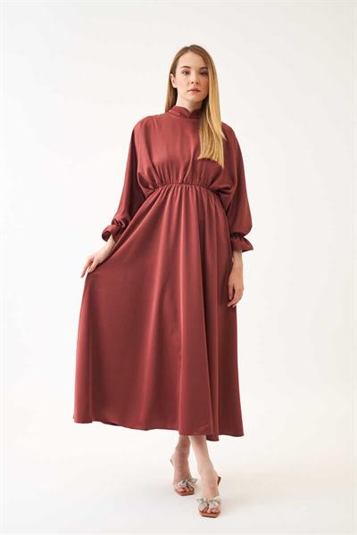 Beli Lastikli Abiye Elbise Gül Kurusu