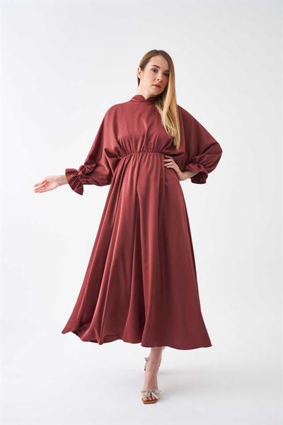 Beli Lastikli Abiye Elbise Gül Kurusu