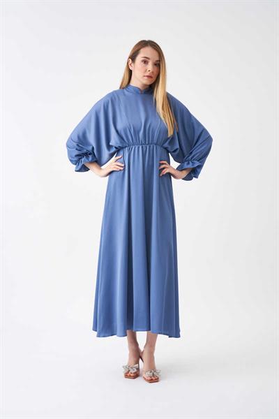 Beli Lastikli Abiye Elbise İndigo