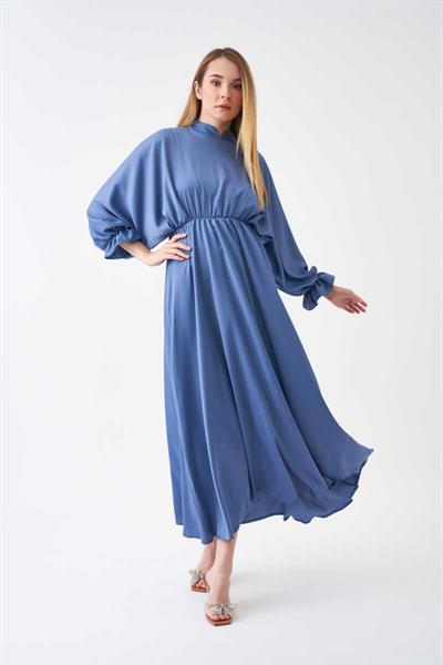 Beli Lastikli Abiye Elbise İndigo