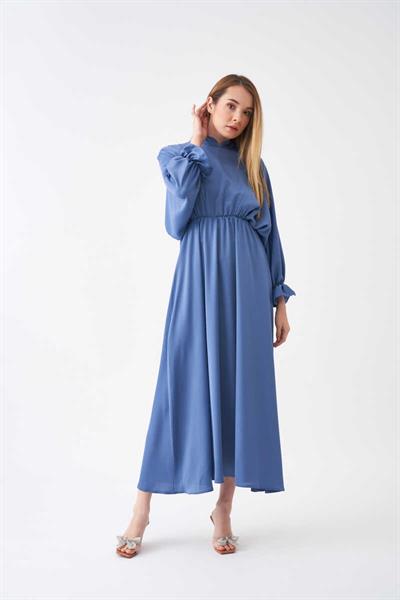 Beli Lastikli Abiye Elbise İndigo
