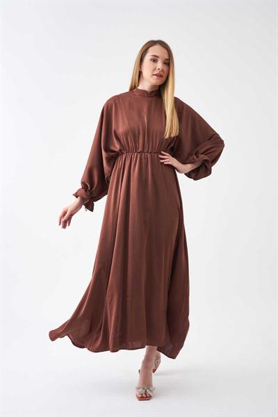 Elastic Waist Abaya Dress Brown