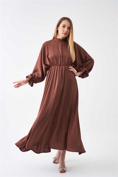 Elastic Waist Abaya Dress Brown