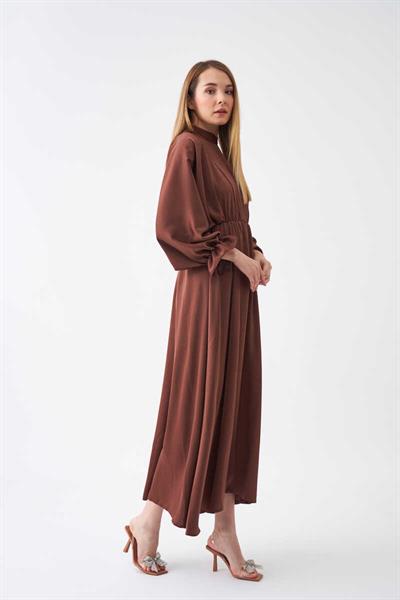 Elastic Waist Abaya Dress Brown