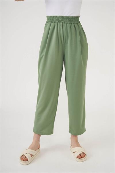 Elastic Waist Trousers Almond Green