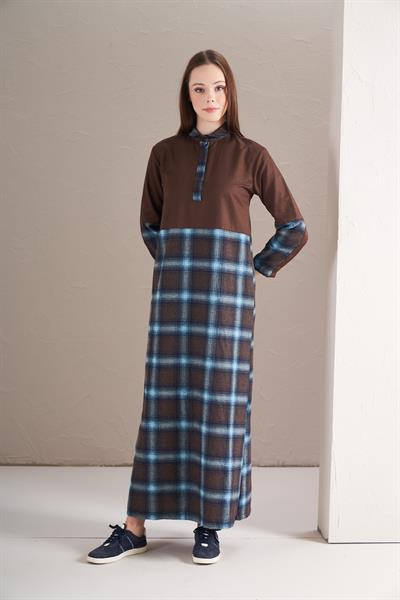 Blok Elbise Büyük Kareli Laci